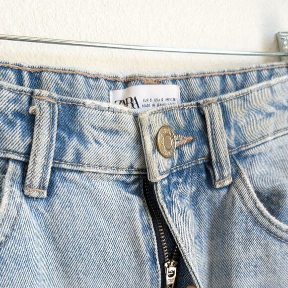 Zara Denim Midi Front Slit High Waist Zipper Jean Skirt, size S - Picture 4 of 9